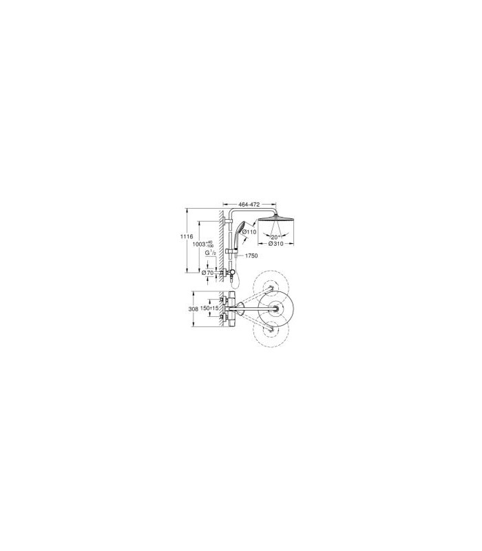 Compra online Sistema de chuveiro Grohe Vitalio Joy System 310 com termostato| 26400001 |Chuveiro de mão com 3 jatos (26698000) en oferta al mejor precio