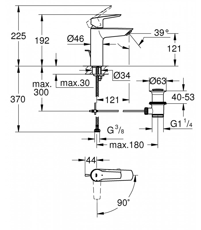 Compra online Grohe QUICKFIX Start | Grifo de lavabo 1/2" Tamaño M con apertura en frío| Cromado (23552002) en oferta al mejor precio