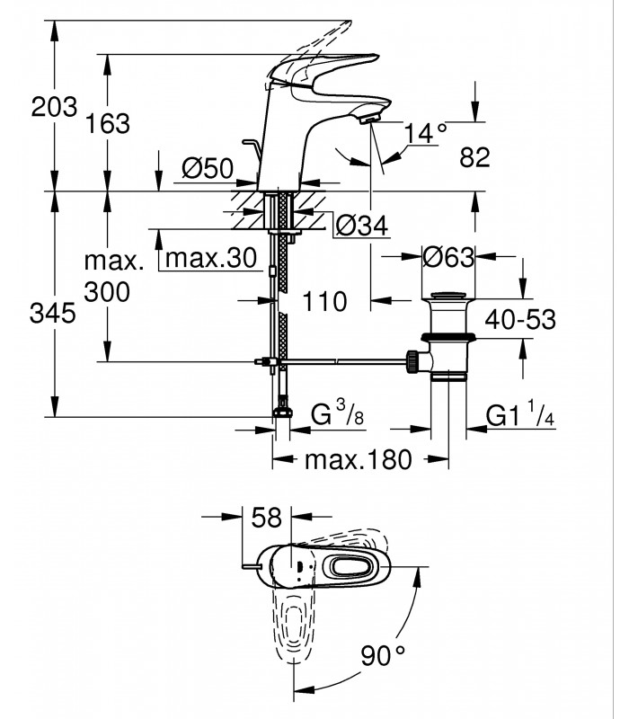 Compra online Misturadora monocomando para lavatório Grohe Eurostyle Tamanho S com abertura fria 23374003 en oferta al mejor precio