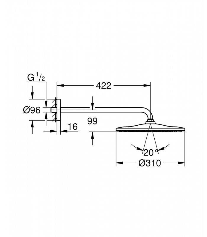 Compra online Chuveiro de parede com braço 422 mm Grohe Rainshower Mono 310 26558000 en oferta al mejor precio