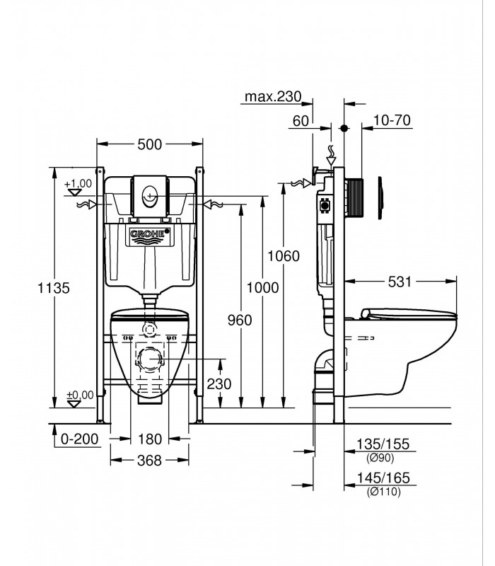 Compra online Grohe Sanitary 5 em 1 Sanitário suspenso Bau 39888000 en oferta al mejor precio