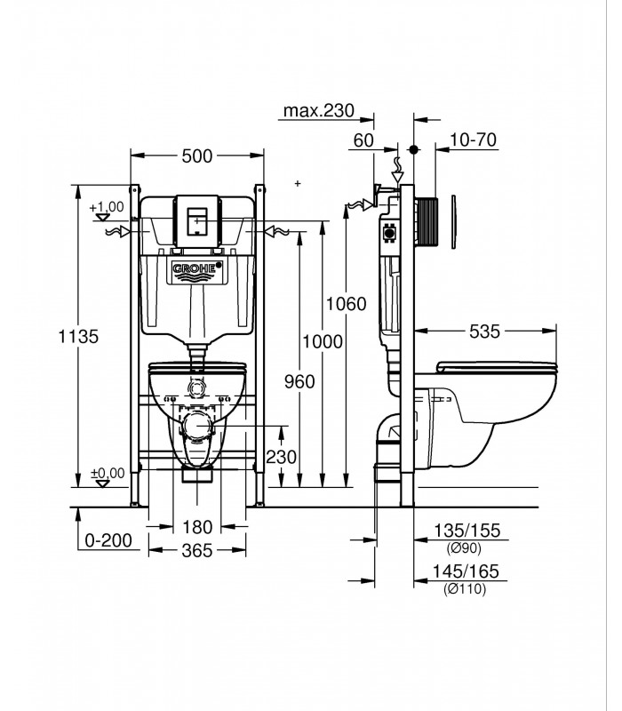 Compra online Sanita suspensa Grohe Sanitary 5 em 1 Start Edge 6-9l 1,13m 39816000 en oferta al mejor precio