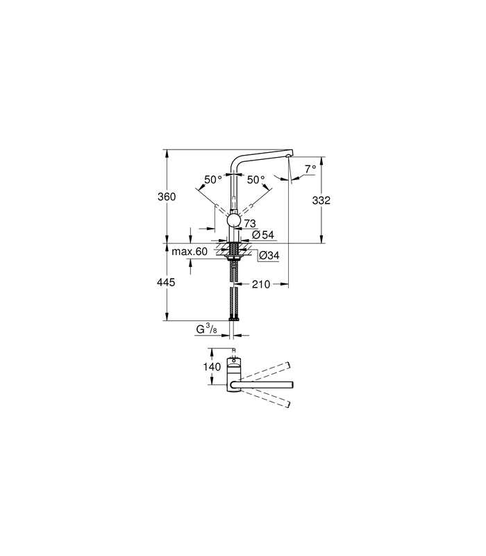 Compra online Grifo de cocina Grohe Minta monomando fregadero Grafito brillo (31375A00) en oferta al mejor precio