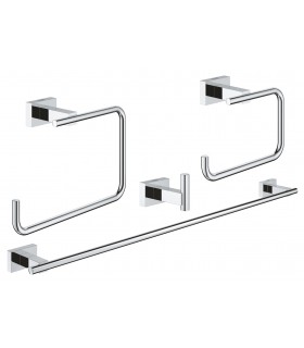 Grohe Essentials Cube 4 em 1 Conjunto de acessórios para banheiro cromado (40778001)