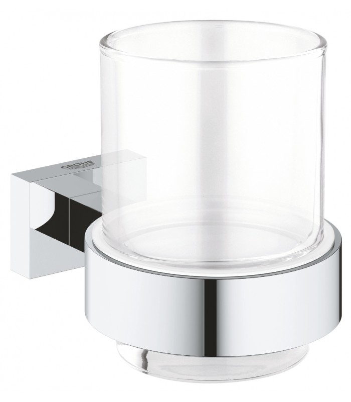 Compra online Grohe Essentials Cube Vaso de cristal con soporte Cromo (40755001) en oferta al mejor precio
