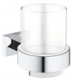 Grohe Essentials Cube Copo de vidro com suporte cromado (40755001)