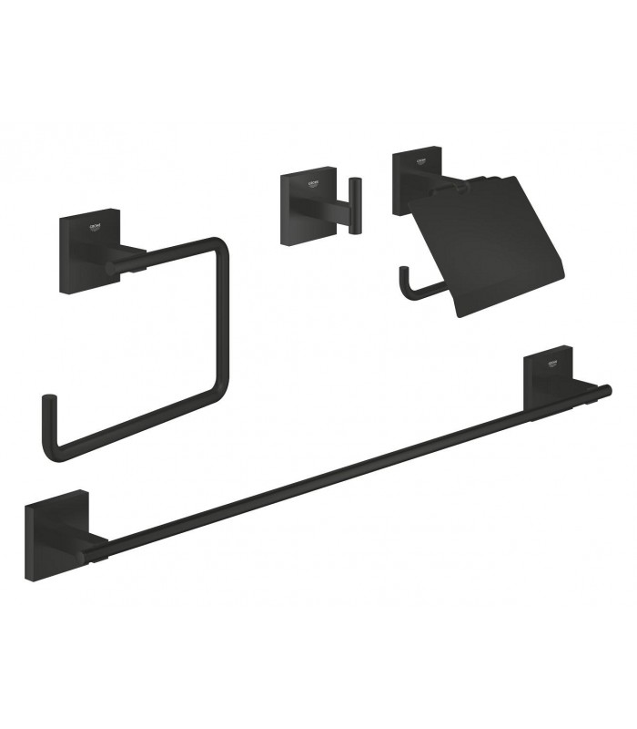 Compra online Grohe Start Cube Conjunto de accesorios de baño 4 en 1 Negro mate (411152430) en oferta al mejor precio