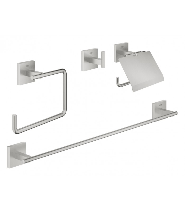 Compra online Grohe Start Cube Conjunto de accesorios de baño 4 en 1 Supersteel (41115DC0) en oferta al mejor precio