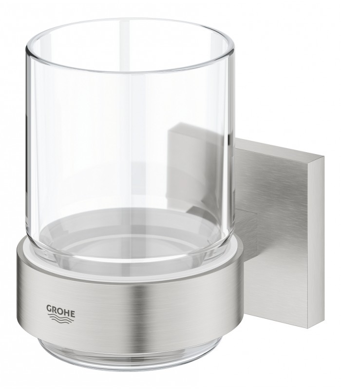 Compra online Grohe Start Cube Vaso de cristal con soporte Supersteel (41097DC0) en oferta al mejor precio