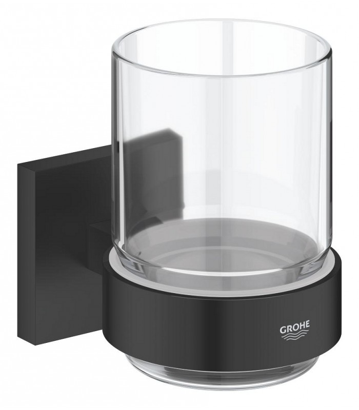 Compra online Grohe Start Cube Vaso de cristal con soporte Negro mate (410972430) en oferta al mejor precio