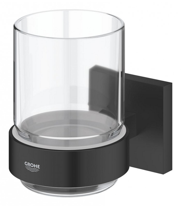 Compra online Grohe Start Cube Recipiente de vidro com suporte Preto mate (410972430) en oferta al mejor precio