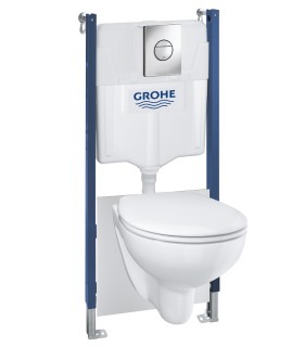 Conjunto de sanita suspensa Grohe Solido Compact, 5 em 1, altura de instalação 1,13 m Cromado (39415000)