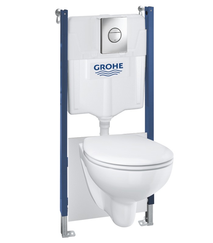 Compra online Grohe Solido Compact Conjunto inodoro suspendido, 5 en 1, altura de instalación 1.13 m Cromo (39415000) en oferta al mejor precio