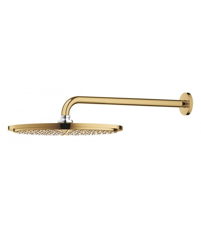 Compra online Grohe Rainshower Cosmopolitan 310 Conjunto de ducha con brazo mural 380 mm, 1 chorro Cool sunrise (Oro brillo) (26066GL0) en oferta al mejor precio