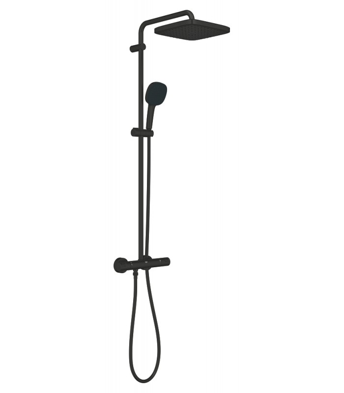 Compra online Sistema de chuveiro Grohe Vitalio Comfort 250 com termostato integrado preto fosco (266962431) en oferta al mejor precio