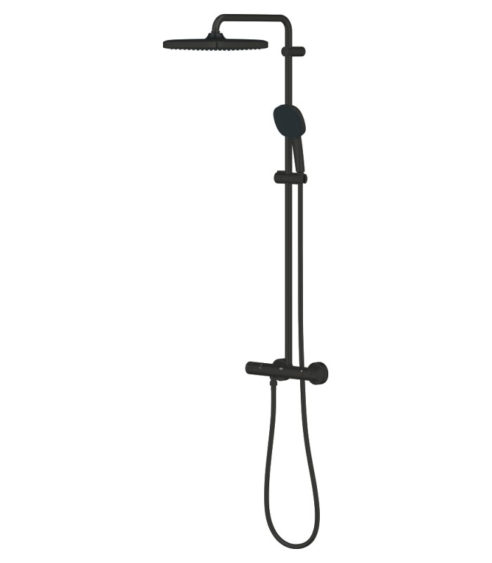 Compra online Sistema de chuveiro Grohe Vitalio Comfort 250 com termostato integrado preto fosco (266962431) en oferta al mejor precio