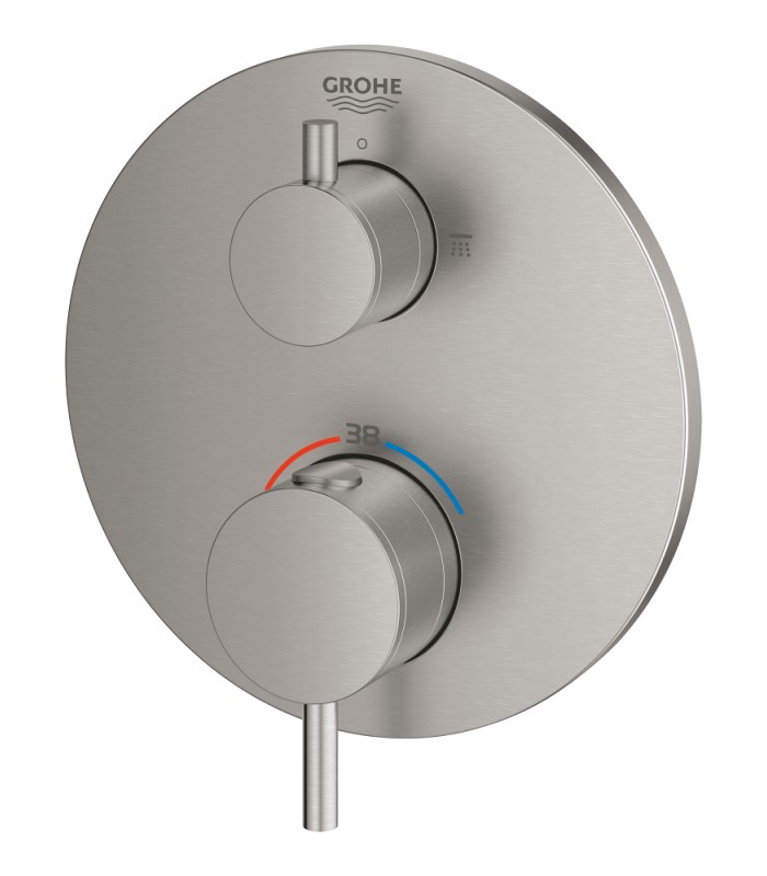 Compra online Misturador termostático de chuveiro Grohe Atrio para 2 saídas com corte e desviador integrados Supersteel (24135DC3) en oferta al mejor precio