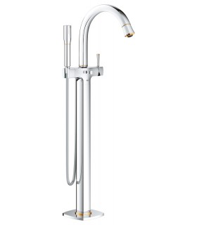 Misturador monocomando para banheira e chuveiro Grohe Grandera 1/2" cromado/dourado para montagem no chão (23318IG0)