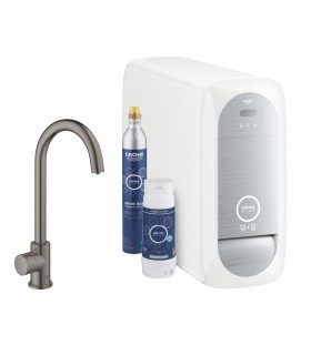 Grohe GROHE Blue Home Starter Kit com torneira de bico único em forma de C Grafite duro escovado (31498AL1)