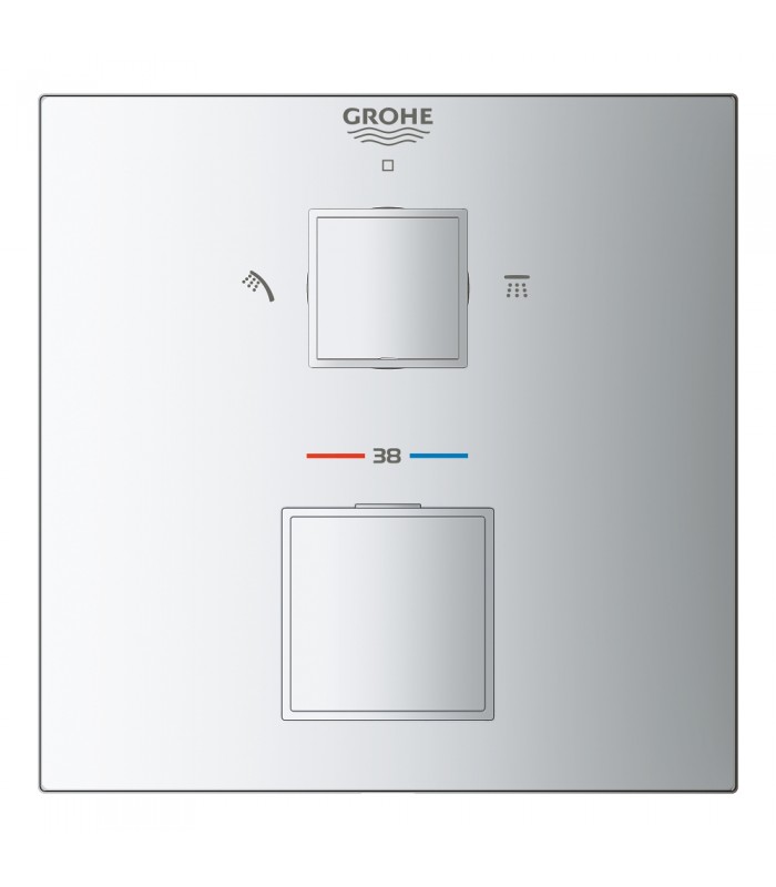Compra online Termostato de chuveiro Grohe Grohtherm Cube para 2 saídas com desligamento e desviador integrados Cromado (24154000) en oferta al mejor precio