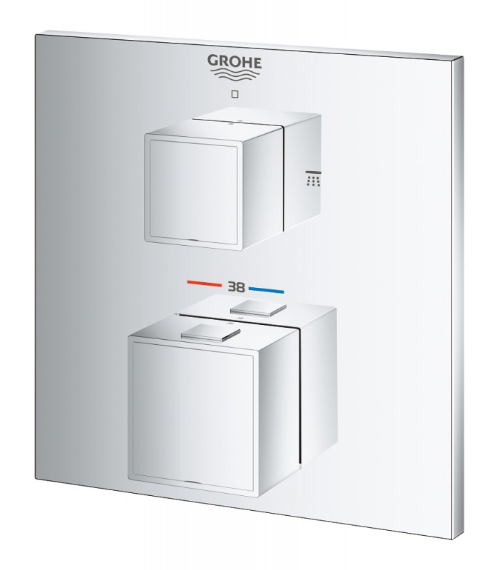 Compra online Termostato de chuveiro Grohe Grohtherm Cube para 2 saídas com desligamento e desviador integrados Cromado (24154000) en oferta al mejor precio