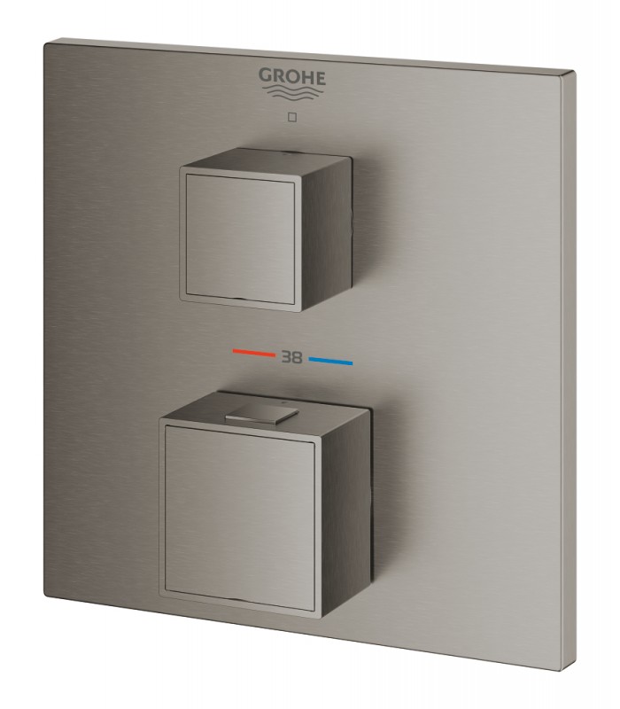 Compra online Termostato Grohe Grohtherm Cube para 1 saída com válvula de corte Grafite duro escovado (24153AL0) en oferta al mejor precio