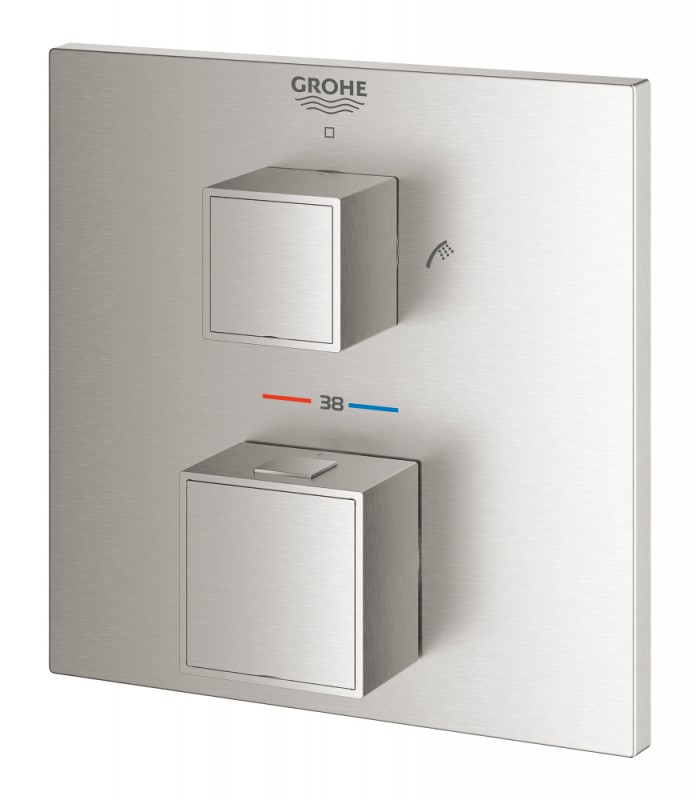 Compra online Misturador termostático de banheira e chuveiro Grohe Grohtherm Cube para duas saídas com fechamento e desviador integrados Super en oferta al mejor precio