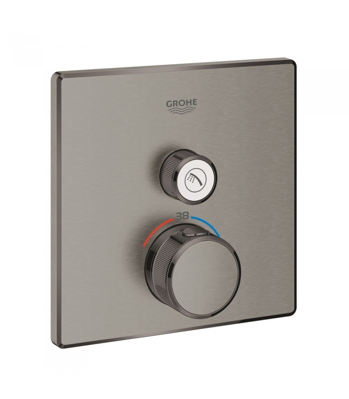 Compra online Termostato de chuveiro Grohe Grohtherm SmartControl para 1 saída com válvula de corte Grafite duro escovado (291 en oferta al mejor precio