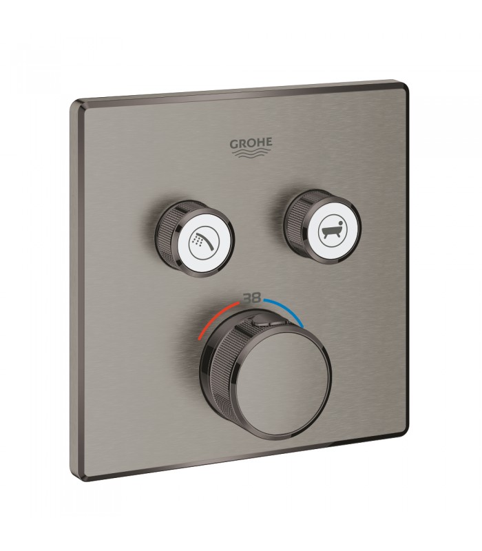 Compra online Termostato embutido Grohe Grohtherm SmartControl com 2 válvulas Grafite duro escovado (29124AL0) en oferta al mejor precio
