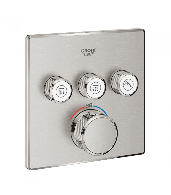 Compra online Termostato oculto Grohe Grohtherm SmartControl com 3 válvulas Supersteel (29126DC0) en oferta al mejor precio