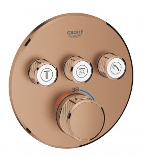 Termostato embutido Grohe Grohtherm SmartControl com 3 válvulas Pôr do sol quente escovado (cobre escovado) (29121DL0)
