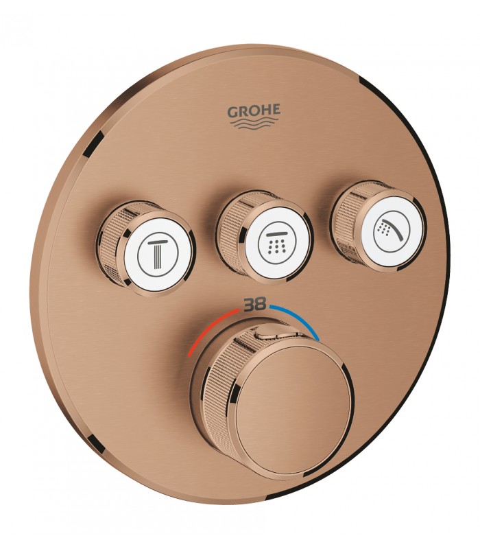 Compra online Termostato embutido Grohe Grohtherm SmartControl com 3 válvulas Pôr do sol quente escovado (cobre escovado) (29121DL0) en oferta al mejor precio