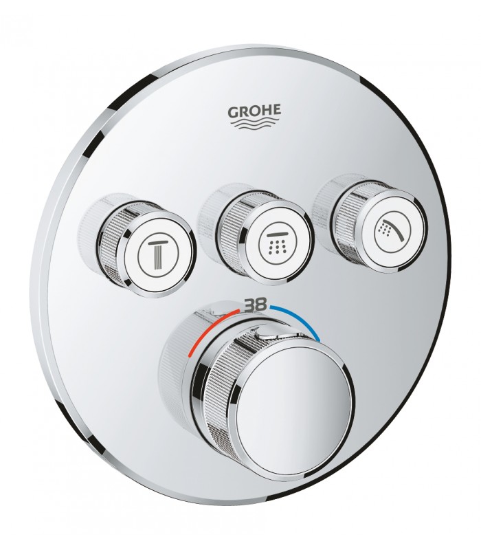 Compra online Termostato embutido Grohe Grohtherm SmartControl com 3 válvulas Grafite duro escovado (29121AL0) en oferta al mejor precio