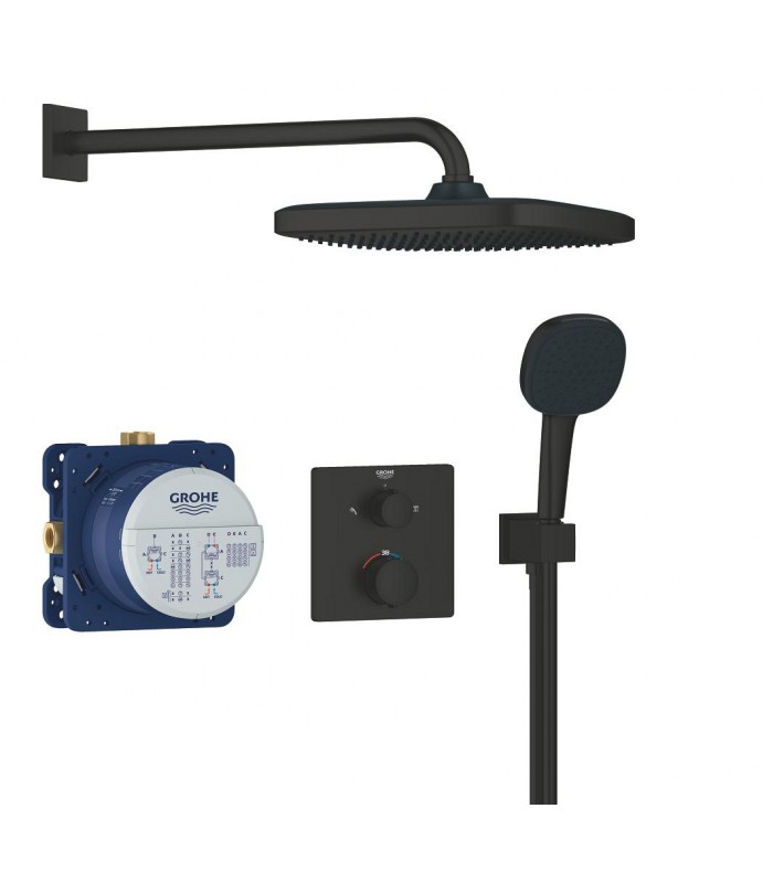 Compra online Conjunto de chuveiro de parede Grohe Precision Vitalio Comfort 250 preto fosco (348822430) en oferta al mejor precio