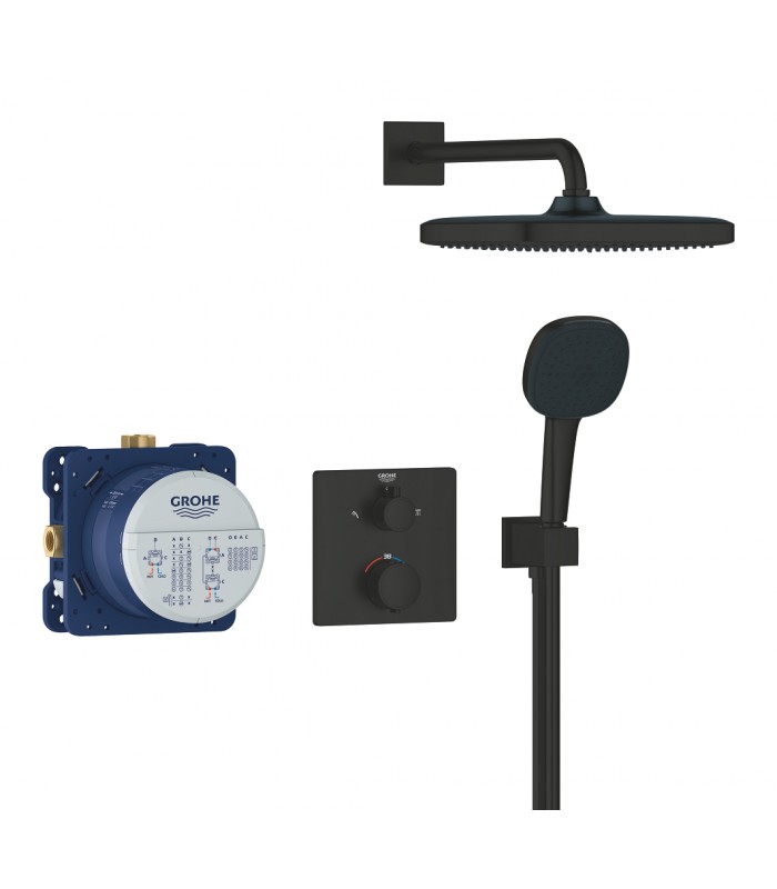 Compra online Conjunto de chuveiro de parede Grohe Precision Vitalio Comfort 250 preto fosco (348822430) en oferta al mejor precio