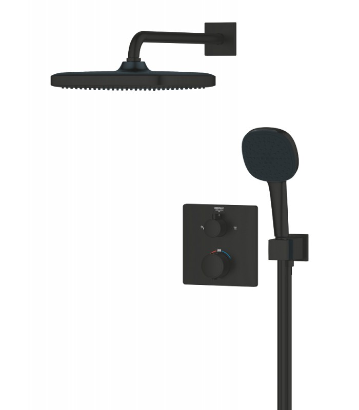 Compra online Conjunto de chuveiro de parede Grohe Precision Vitalio Comfort 250 preto fosco (348822430) en oferta al mejor precio