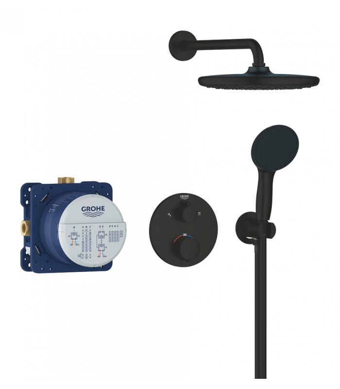 Compra online Conjunto de chuveiro de parede Grohe Precision Vitalio Start 250 preto fosco (348832430) en oferta al mejor precio