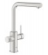 Misturador monocomando de lavatório Grohe GROHE Blue Pure Minta para sistemas de água filtrada com bica extraível Supersteel (30