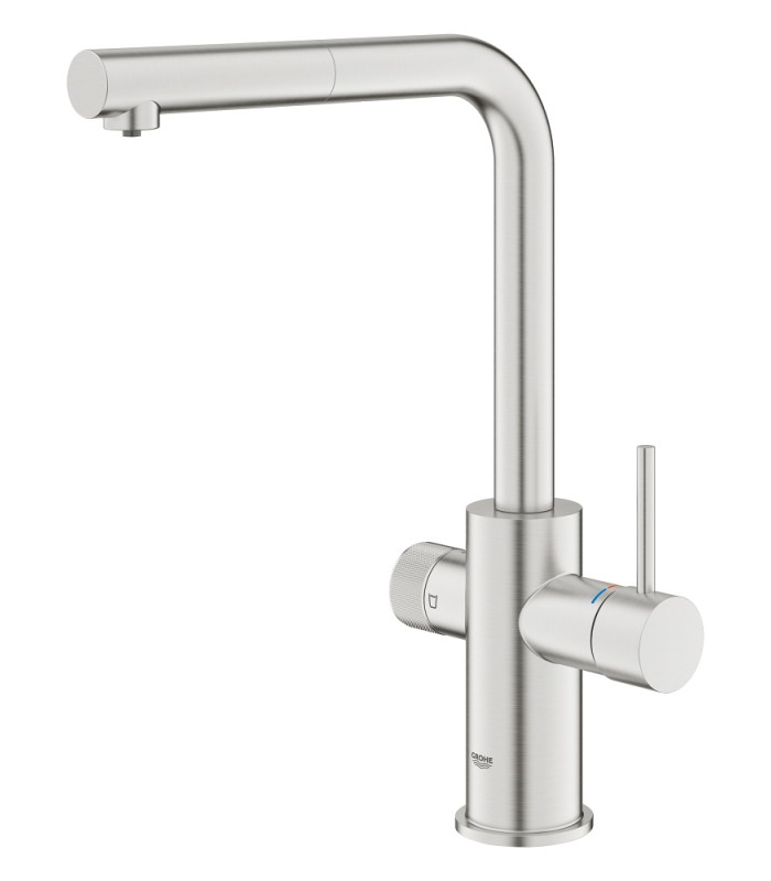 Compra online Grohe GROHE Blue Pure Minta Monomando de fregadero para sistemas de agua filtrada con caño extraíble Supersteel (30601DC0) en oferta al mejor precio