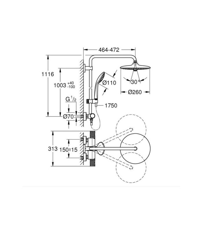 Compra online copy of Sistema de chuveiro termostático Grohe Euphoria 260 (27296002) en oferta al mejor precio