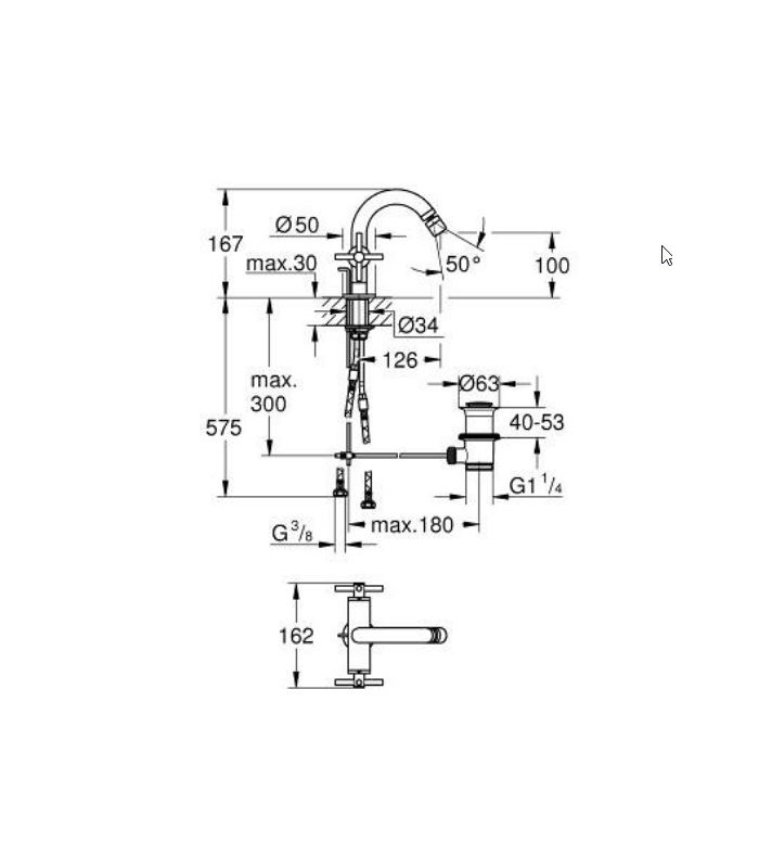 Compra online Atrio New Monoblock de bidé1/2" M-Size maneta en cruz Grohe (24027003) en oferta al mejor precio
