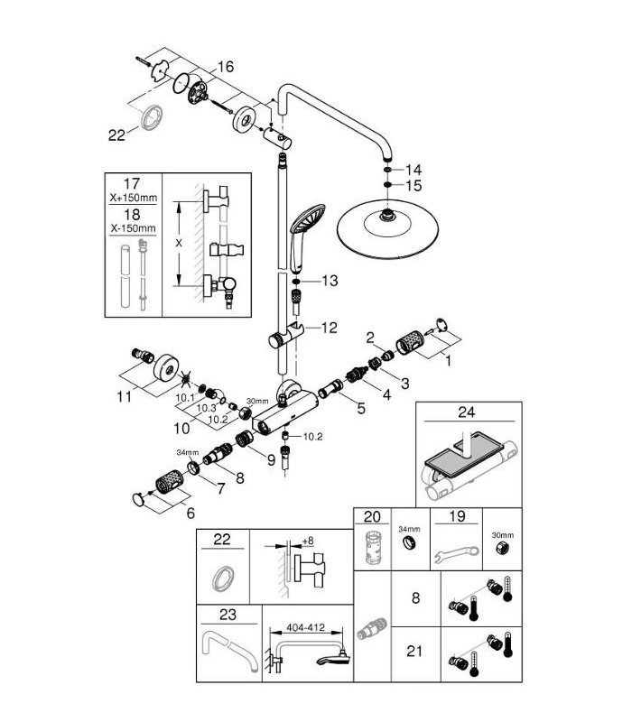 Compra online copy of Sistema de chuveiro termostático Grohe Euphoria 260 (27296002) en oferta al mejor precio