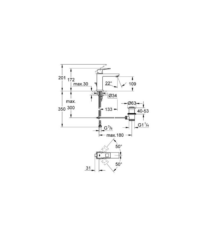 Compra online Monomando de lavabo GROHE Eurocube de1/2" en oferta al mejor precio