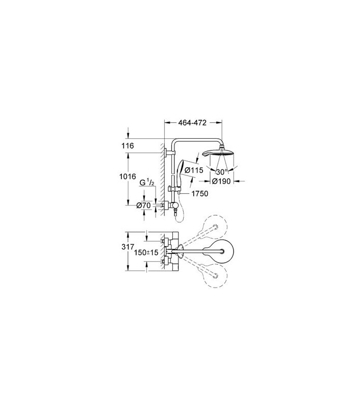 Compra online Sistema de chuveiro GROHE Power-Soul Sistema de chuveiro com termostato integrado Grohe en oferta al mejor precio