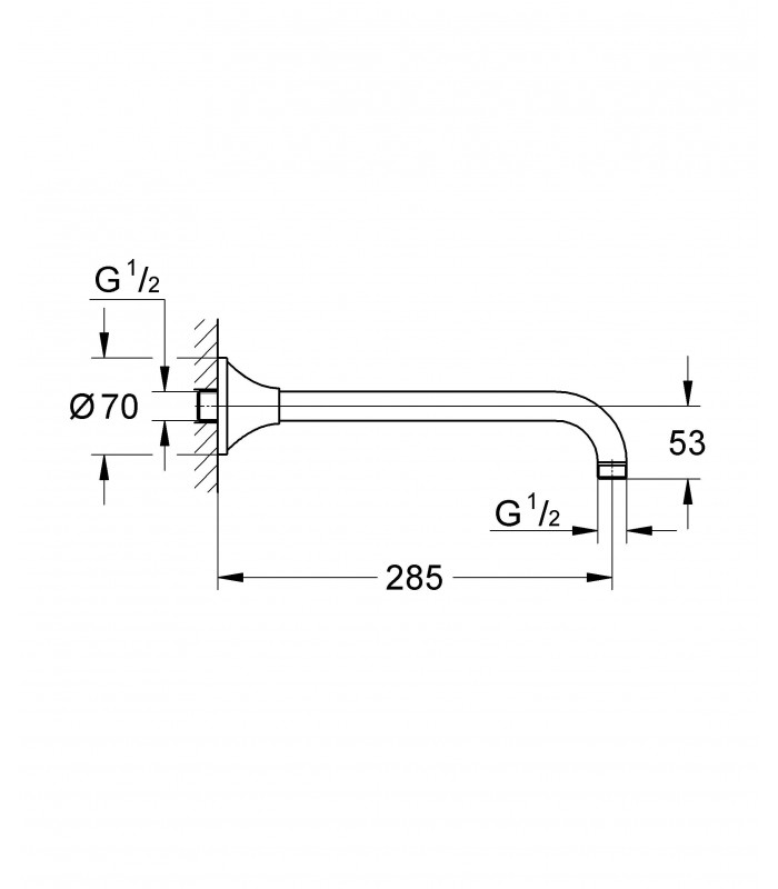 Compra online Sistema de ducha Grohe Brazo De 1/2" Ducha Mural Grandera 285Mm en oferta al mejor precio