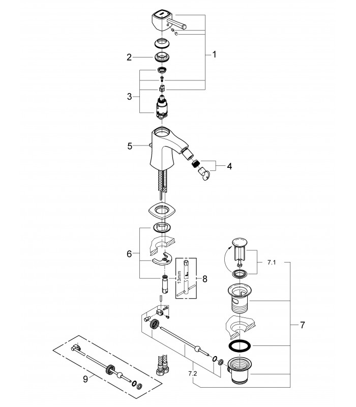 Compra online Torneira de banheiro monom. Grohe Grandera bidé 28mm desperdício M (23315IG0) en oferta al mejor precio