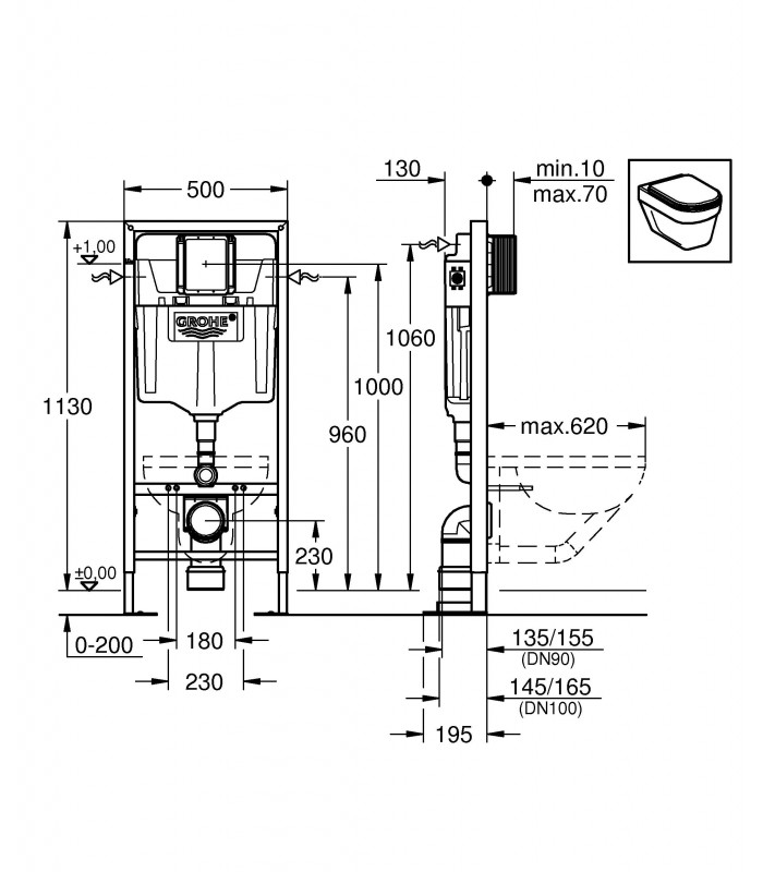 Compra online Encaixe sanitário de descarga dupla Grohe Rapid SL e substituição de 1,13 pés grandes (38584001) en oferta al mejor precio