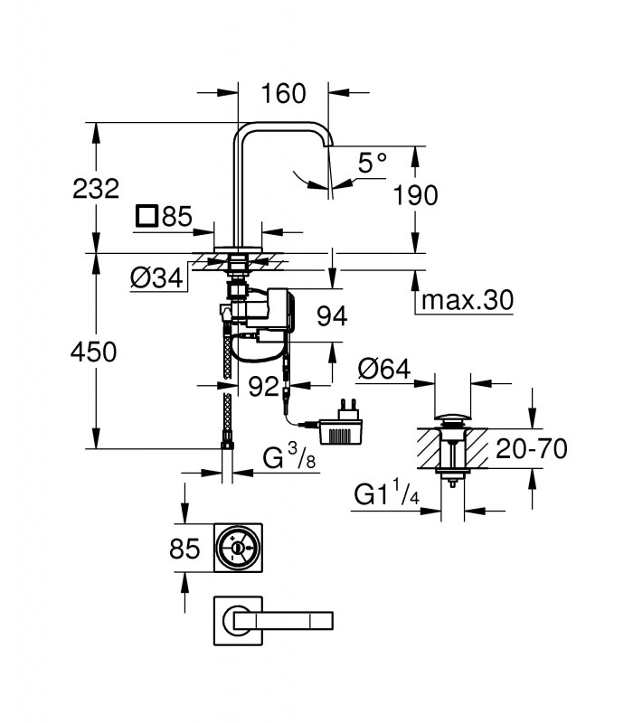 Compra online Grifería para baño Grohe Allure F-digital Mezclador Lav digital L en oferta al mejor precio