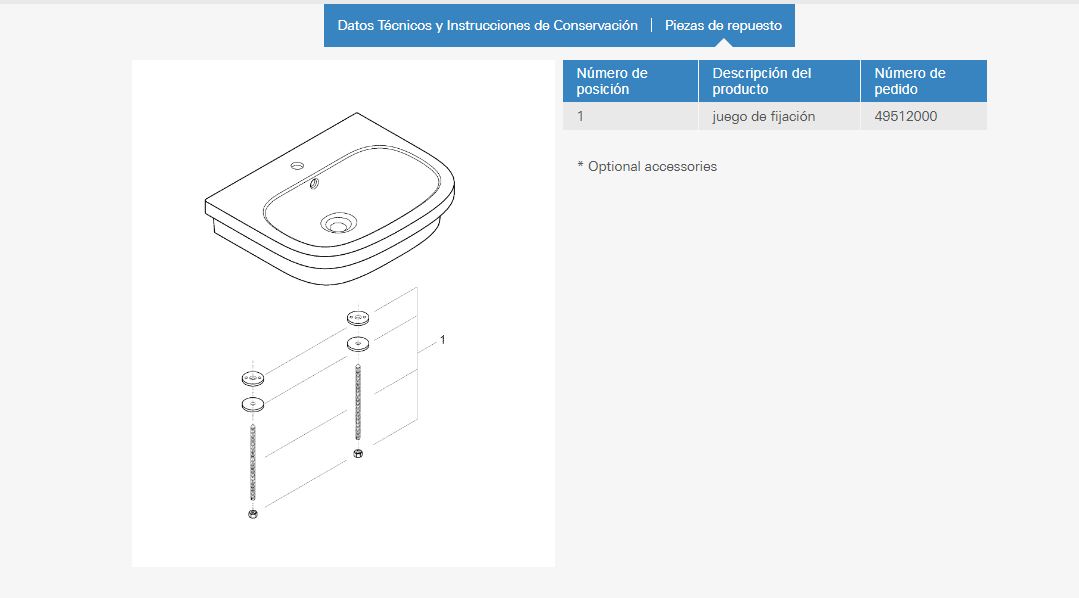 Imagen despiece recambio Grohe griferia